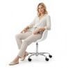 Buy Swivel Velvet Upholstered Office Chair with Wheels - Loy White 60479 at MyFaktory